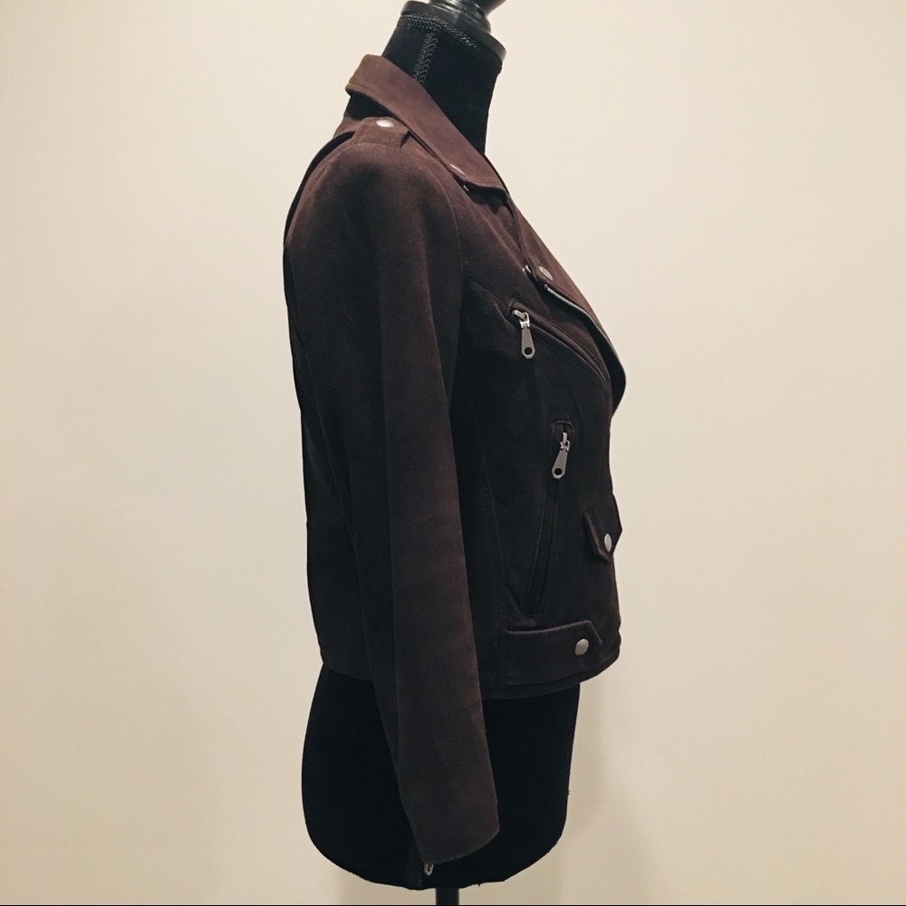 $600 original price BROWN SUEDE GENUINE SUEDE MOTO JACKET - Picture 6 of 9